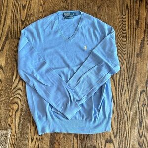 Baby blue mens polo sweater